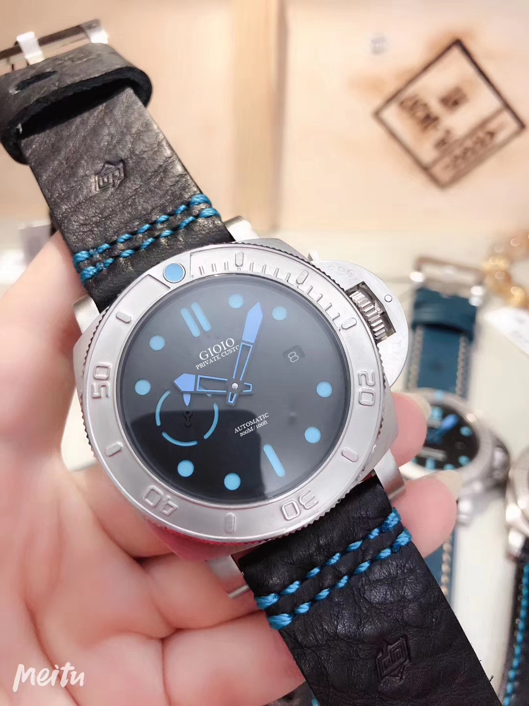 Men watch Automatic Mechanical Eco Titanium Black Rubber Leather watch-image-796179831