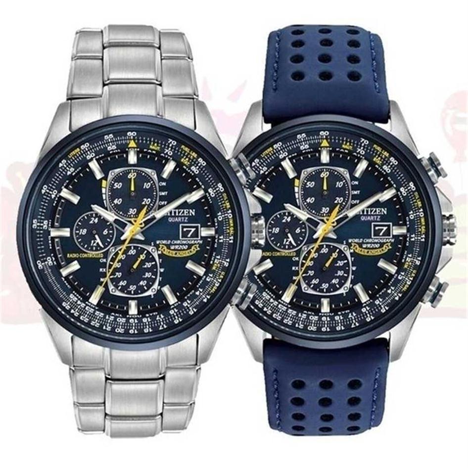 

Luxury Wateproof Quartz Watches Business Casual Steel Band Watch Men's Blue Angels World Chronograph WristWatch 2201212280249W, 4 button-blue