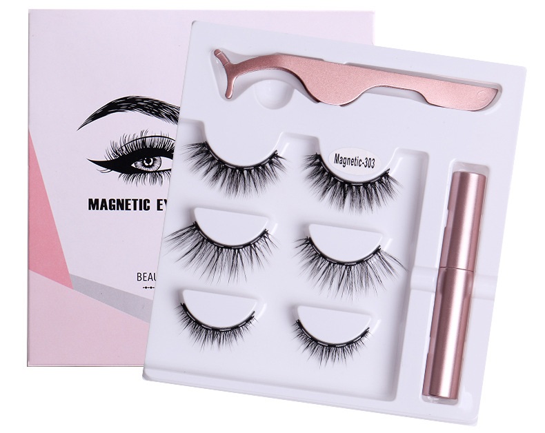 3 Pairs Magnetic False Eyelashes Thick Naturally Soft and Delicate Reusable Handmade Multilayer Fake Lashes with Magnets Eyeliner Tweezer 5 Model-image-796235681
