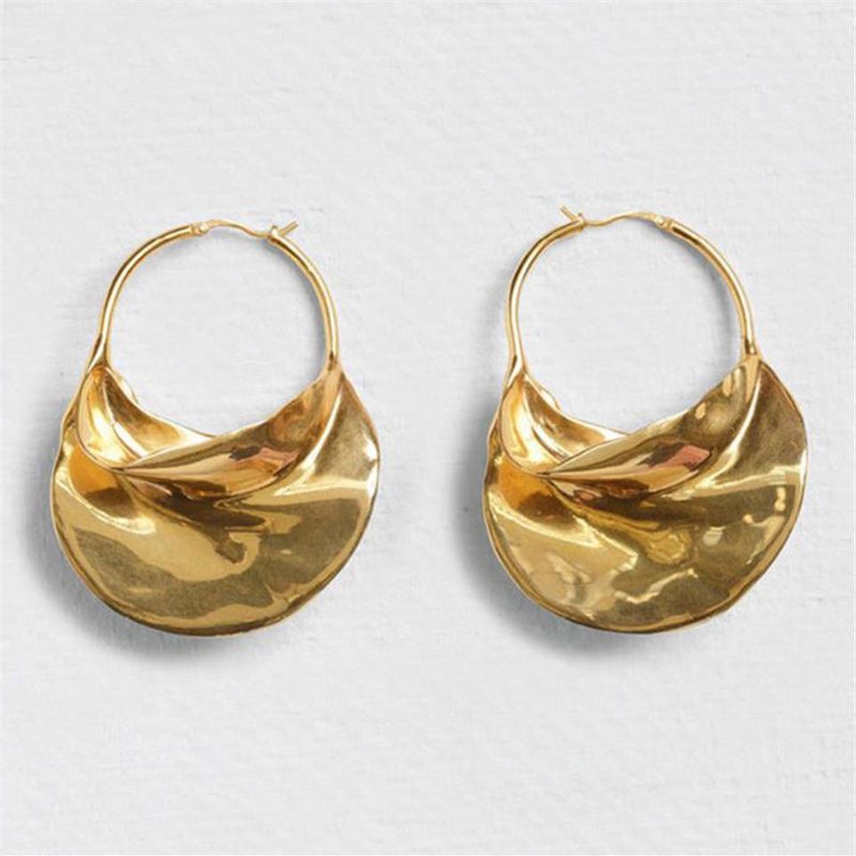 

Irregular Metal Basket Large Hoop Earrings For Women Big White Enamel Statement Huggie Earrings Nickel whole Bijoux296B