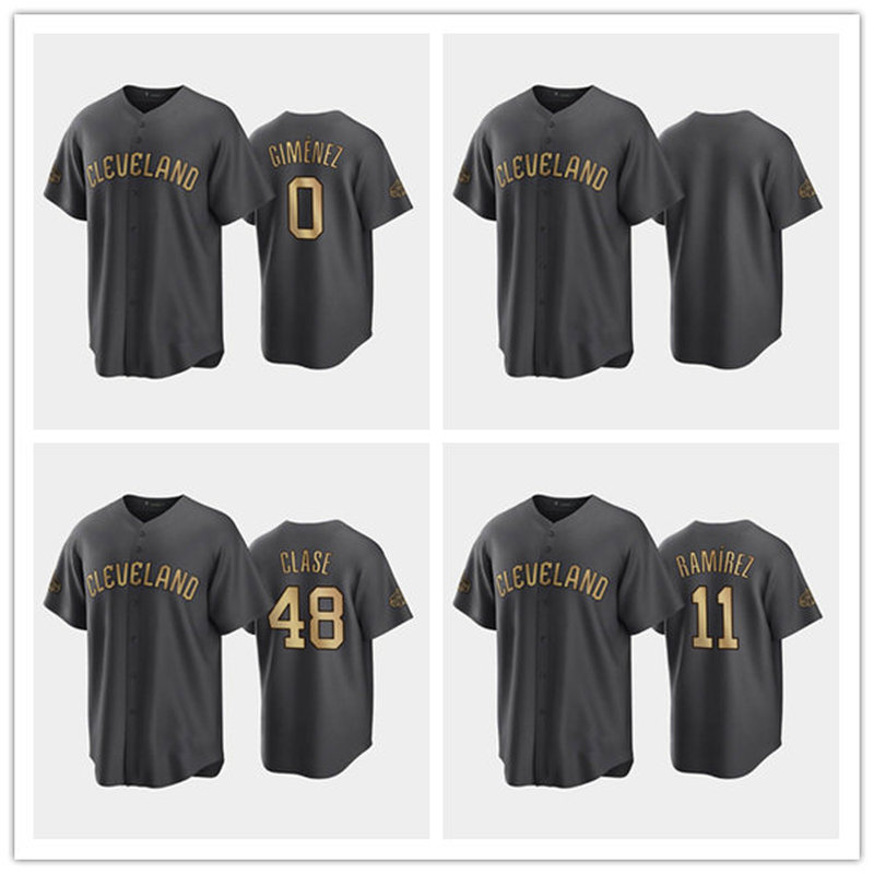 

Baseball Jersey Cleveland''Guardians''MEN 2022 All-Star AL Andres Gimenez #0 Emmanuel Clase #48 Jose Ramirez #11 Charcoal, No name no number