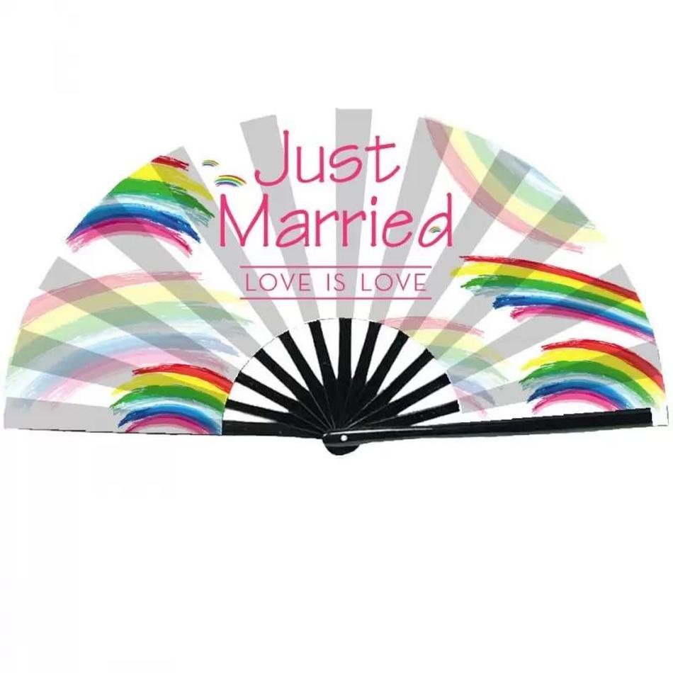 

34CM Customized Large Folding Hand Fan Party Favor with Personalized Design Printed Black Bamboo Satin Silk Fabric CC