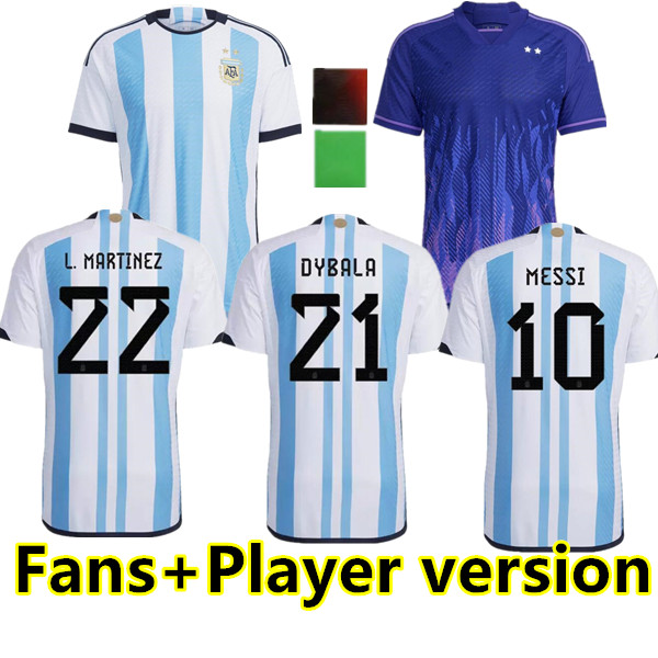 

Fans player Version 2022 2023 Argentina soccer Jerseys 22 23 MESSIS MAC ALLISTER DYBALA DI MARIA MARTINEZ DE PAUL MARADONA Men women football shirt, 22/23 home