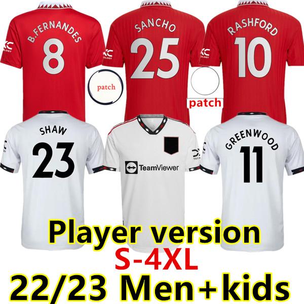 

S-4XL 22 23 SANCHO soccer jerseys Fans Player version BRUNO WOMEN MANS UTDS FERNANDES LINGARD SHEW RASHFORD GREENWOOD football top shirt 2022 2023 men kids kit set, 22/23 home1