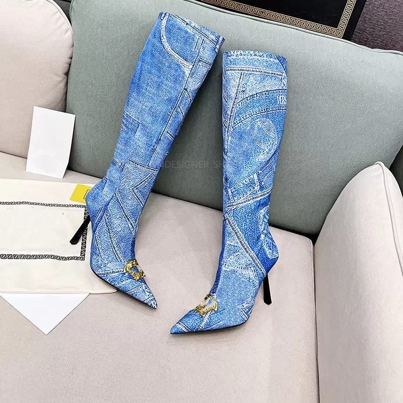 

Designer Knee-high Boots For Woman Sexy Pointed Toe High Heels Booties Back Zip Winter Womens Martin Boot Australia, 1#