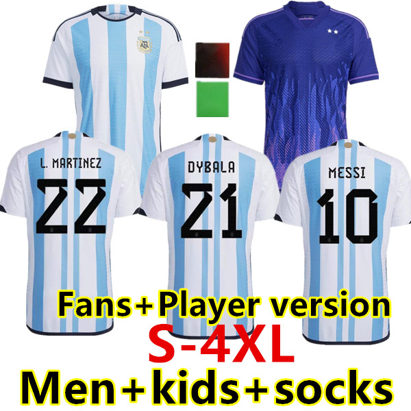 

S- 2022 2023 Argentina soccer Jerseys Fans player Version 22 23 MESSIS MAC ALLISTER DYBALA DI MARIA MARTINEZ DE PAUL MARADONA Men kids socks women football shirt, 22/23 away kids socks