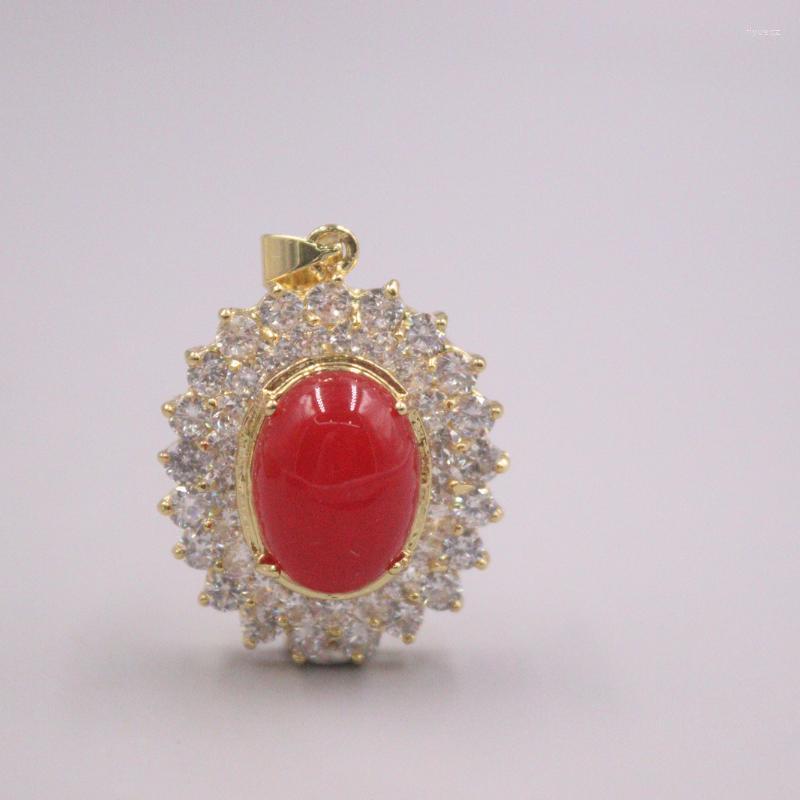 

Pendant Necklaces Real Jade 18K Gold Plated Women's Red Chalcedony Diamond Shiny Jewelry Alloy Charms With Silver 925 Wheat Necklace
