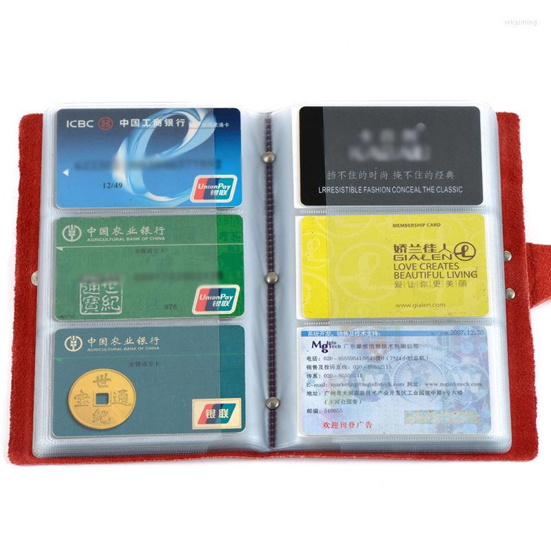 

Card Holders Genuine Leather Function 90 Bits Case Business Holder Men Women Credit Passport Bag ID Wallet, Black