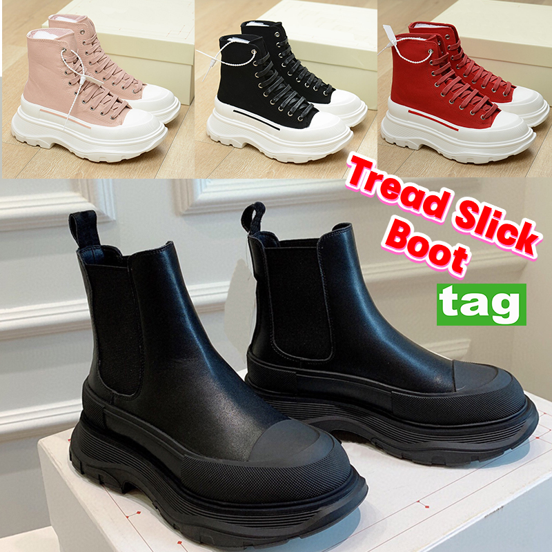

Women Casual Shoes Tread Slick Boot white black leather magnolia royal blue red canvas ankle boots Designer womens Half Boots platform fashion lace-up Trainers, No.9- shoes box