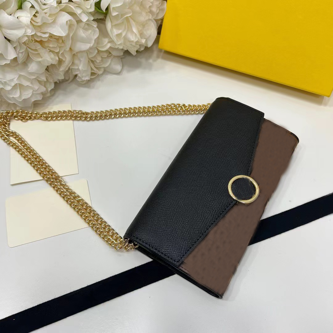 

High Quality dust bag Designer Bags Handbag Purses Woman Fashion Clutch Purse Chain Womens designing Crossbody Shoulder Bag #883366, Black+brown