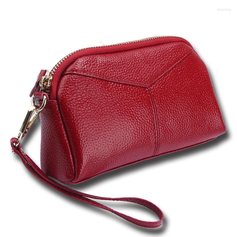 

Wallets Soft Genuine Leather Women Handbags Fashion Clutch Bag Cell Phone Purse Small Vintage Ladies Flap Female Bolso, Pink