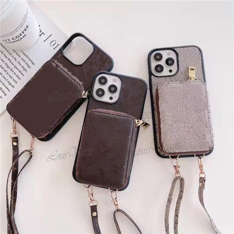 

Fashion Classic Crossbody Wallet Phone Cases For iPhone 13 12promax 13pro 11Pro Max 13promax 12 Cover Card Holder Pocket Bag with Lanya257p, Stlye 1-brown big flower