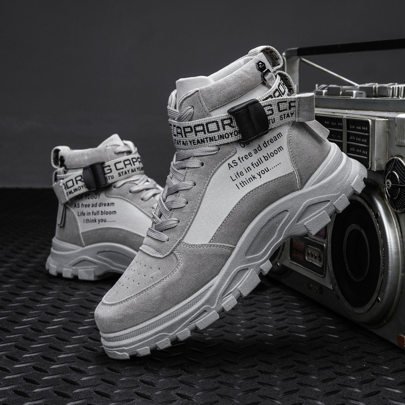 

Young students Fashionable canvas Mens Boots summer breathable thin men casual board Shoes Canvas leather surface Rubber soft sole Wholesale Size EUR39-44 8161, Grey