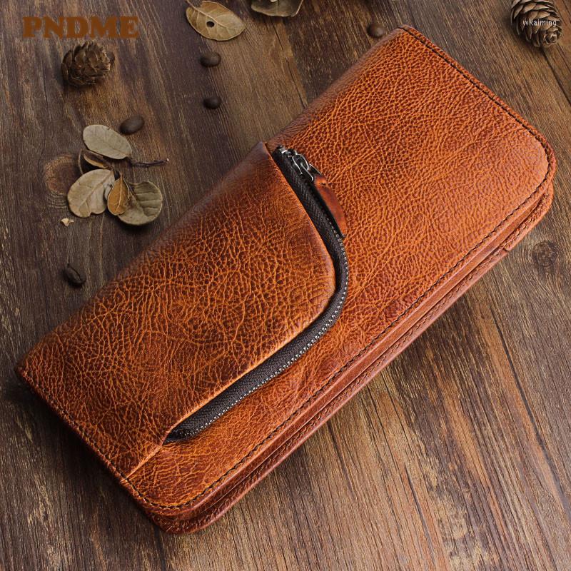 

Wallets Vintage Designer Genuine Leather Men's Women's Long Fashion Trend Natural Cowhide Multi-function Multi-card Phone Purse, Black