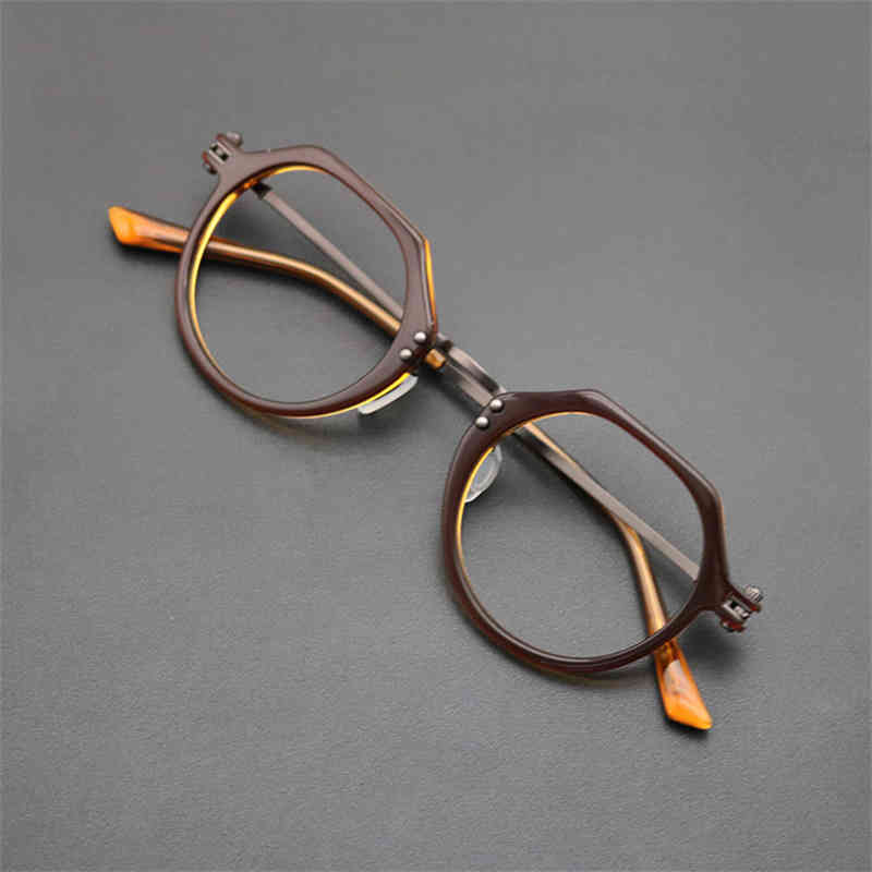 

Sunglasses Hexagon Acetate Glasses Frames Men Titanium Lightweight Prescription Eyewear High Quality Women Spectacles Oculos De Grau
