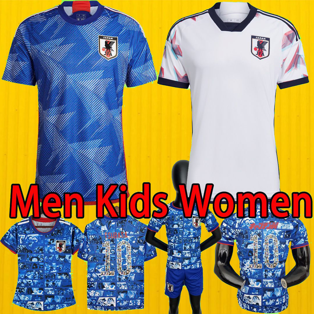 

22 23 Japan Soccer Jerseys TSUBASA 2022 2023 ATOM Japanese Football Shirts blue white HONDA KAGAWA OKAZAKI men set kids kit Player Fans women Cartoon Captain design, Away patch1
