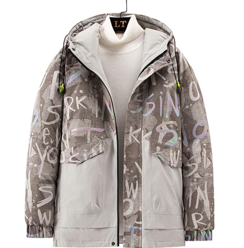 

men Down Jacket Letter Print Puffe 2022 Brand Coat Men Thick Warm Hooded Jackets Male Fashion Outerwear Coats, Black