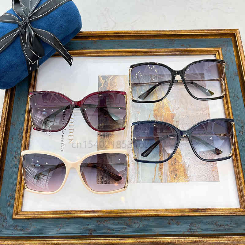 

Sunglasses Large Frame T Shape Women's 0592 Colorful Eye Top Quality Luxury Design Uv400 Gradient Color Bow Glasses