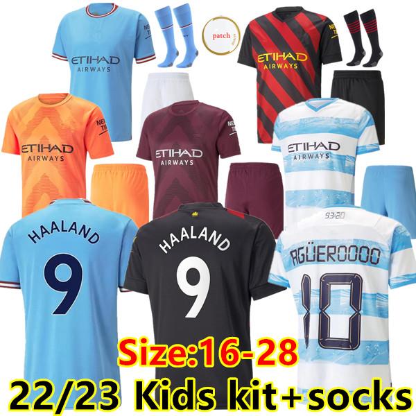 

Kids socks 22 23 HAALAND SOCCER JERSEYS GREALISH STERLING MANS CITIES MAHREZ fans player version DE BRUYNE FODEN 2022 2023 football tops shirt kids kit sets uniform, 22/23 home1