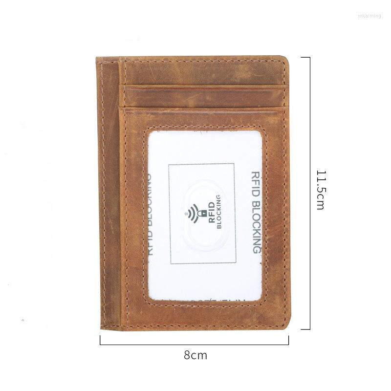 

Card Holders Rfid Genuine Leather Men Slim Minimalist Wallet Mini Cardholder Case Male Business Id CreditCard Pocket Bag, Brown