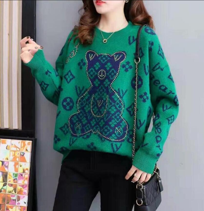 

NEW Womens Sweaters Casual Knit Dress Wear GGity Letter Pattern lady tops classic ladies jacket, Khaki