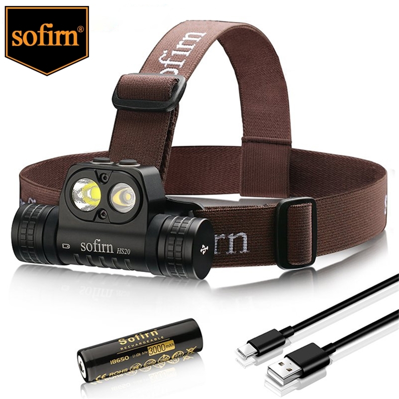 

Headlamps Sofirn HS20 USB C Rechargeable LED Headlamp 18650 Powerful 2700lm Light with Spotlight Floodlight Dual Switch Indicator 220829