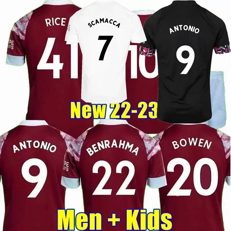 

22 23 West Hams BOWEN RICE Soccer Jerseys SCAMACCA PAQUETA CORNET BENRAHMA LANZINI ANTONIO FORNALS SOUCEK DOWNE 2022 2023 Jersey Football Shirt Men Kids Kit 4XL, Away kids sets with socks