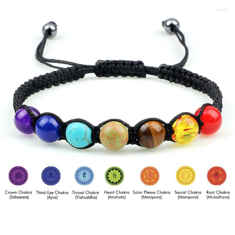 

Strand 7 Chakra Healing Bracelet Reiki Prayer Balance Beads Handmade Braided Bangles For Women Men Adjustable Jewelry