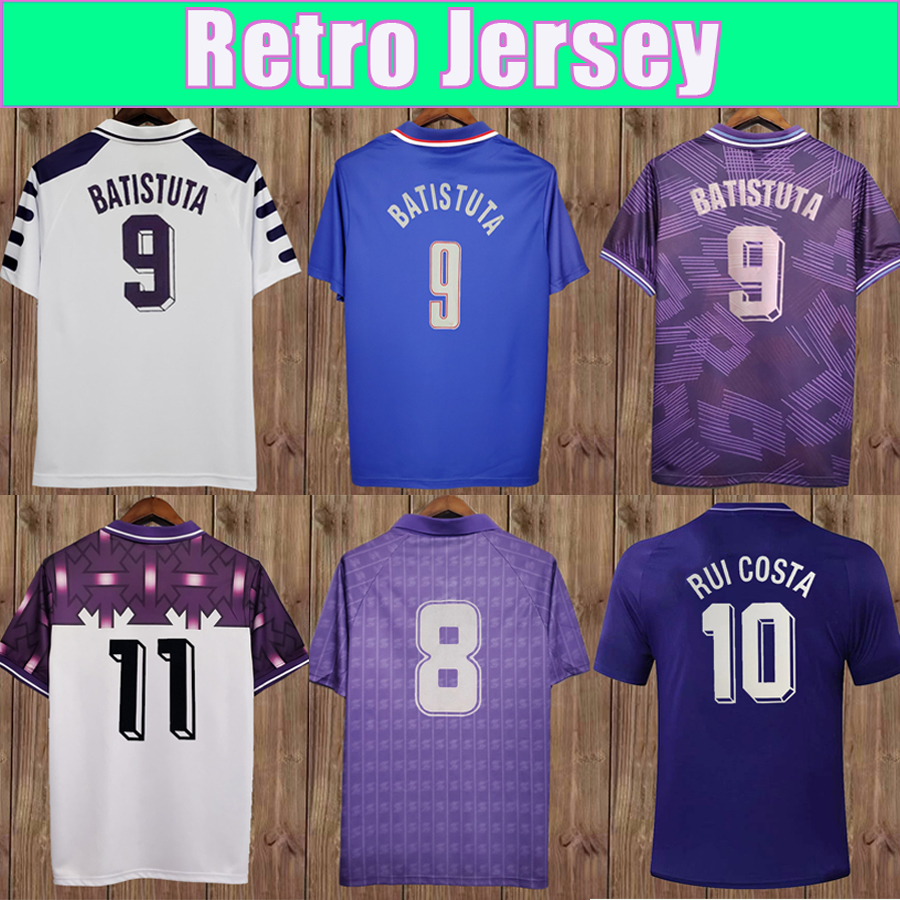 

1998 1999 Fiorentina BATISTUTA Soccer Jerseys Retro RUI COSTA Home Purple Away White Football Shirt Short Sleeves, Fg2451 1999 2000 away
