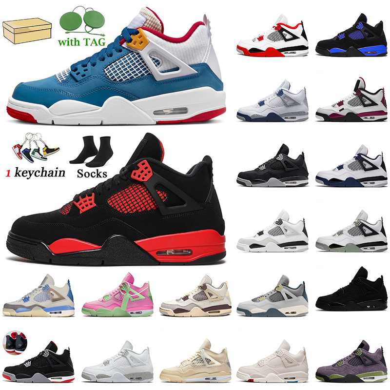 

2023 Top Quality 4 Mens Basketball Shoes Jumpman 4s Messy Room Fire Red Thunder Military Black Cat White Oreo Sail Midnight Navy UNC Trainers Sneakers, A23 sail pink 36-47