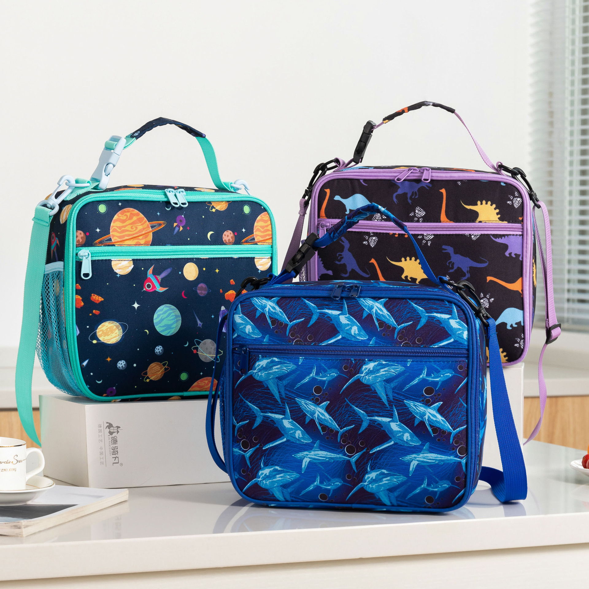 lunch bax bag Tote Bag with Zipper Shark Dinosuar Animal Patterns Lunch Bag for Kids School Student 222986-image-796727787