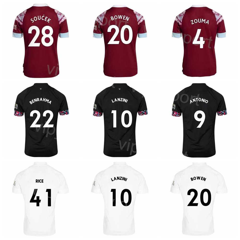 

2022 2023 FC Club 3 CRESSWELL Soccer Jersey BOWEN COUFAL FORNALS BENRAHMA ANTONIO JOHNSON LANZINI RICE SOUCEK ZOUMA Football Shirt Kits Black Red White XiHanMuLian