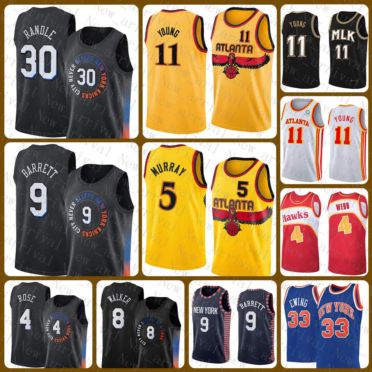 

Atlantas Hawk Basketball Jersey New Red York Blue Knick 11 5 9 30 4 8 Champagne Trae Young Dejounte Murray RJ Barrett Julius Randle Derrick Rose Kemba Walker 642, Jersey-nks