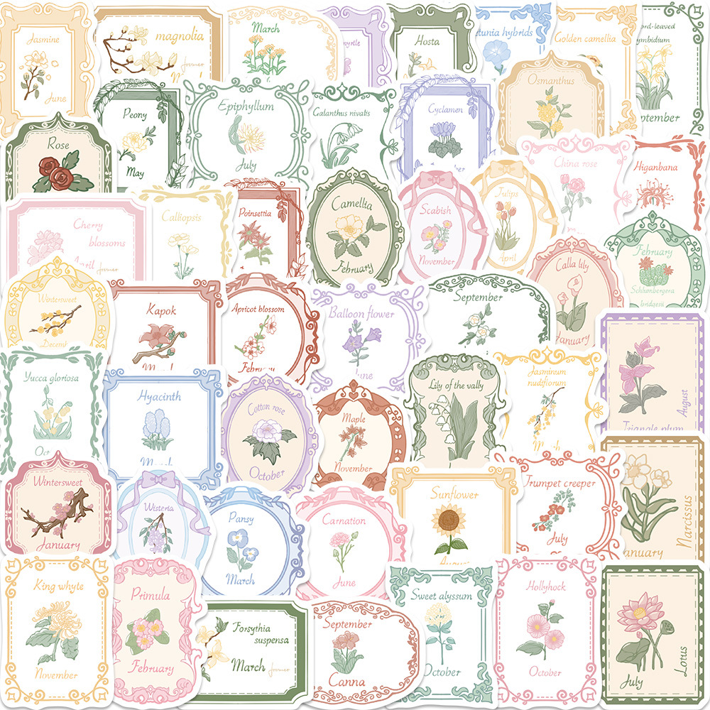 Pack de 50pcs dessin animé autocollants de plante vintage sans autocollant imperméable sans danger pour les bagages skateboard Note livre d'eau