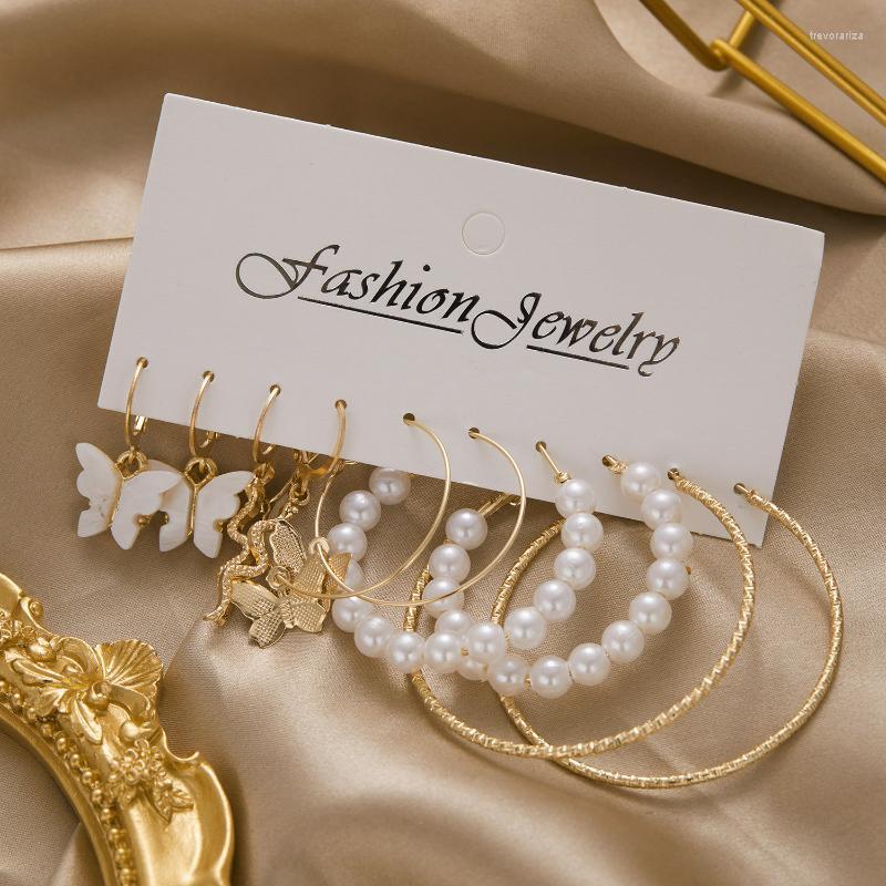 

Hoop Earrings Korean Trendy Butterfly Pearl Set For Women Resin Acrylic Zircon Heart Geometirc 2022 Trend Jewelry Gifts