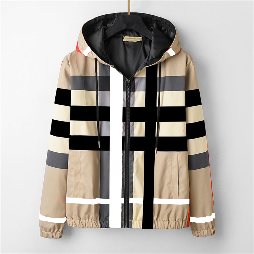 

Men's jacket brands plaid pattern fashion casual hoodie jacket windbreaker styles are diverse3XL 2XL