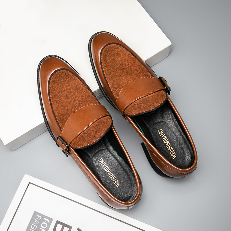 Mots de mots de chaussures pour hommes slip-on pointu daide paresseux noir brun brun respirant robe faite ¢ la main