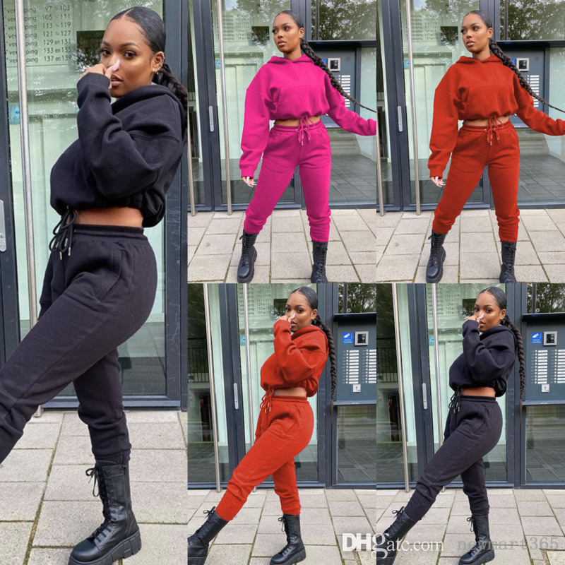 

Designer Women Tracksuits Elastic Hoodies Long Sleeve Pants Two Piece Set Sweater Sports Suit Fall And Winter Clothing, Orange