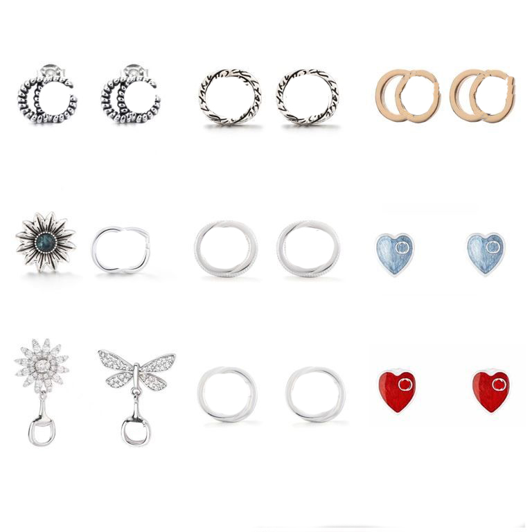 11color Mixed Simple Hoop 18K Gold Plated Luxury Letters Stud 925 Silver Brand Designers Geometric Famous Round Crystal Pearl Earring Jewelry ear