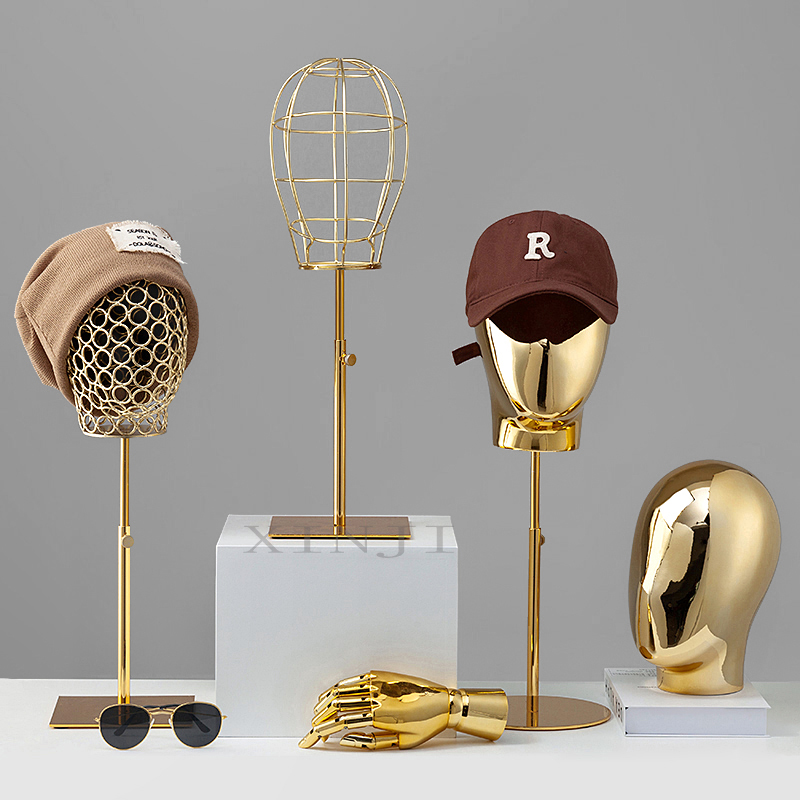 

Shiny Electroplating Mannequin Head Model Display Rack Clothing Artificial Wig Rack Male and Female Hat