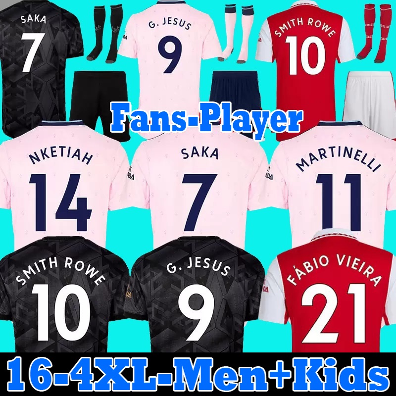 

22 23 SAKA SMITH ROWE soccer jersey Fans Player version G. JESUS MARTINELLI ODEGAARD THOMAS NKETIAH TIERNEY ARSen 2022 2023 football shirt Men Kids kit -4XL, 22-23 home 1