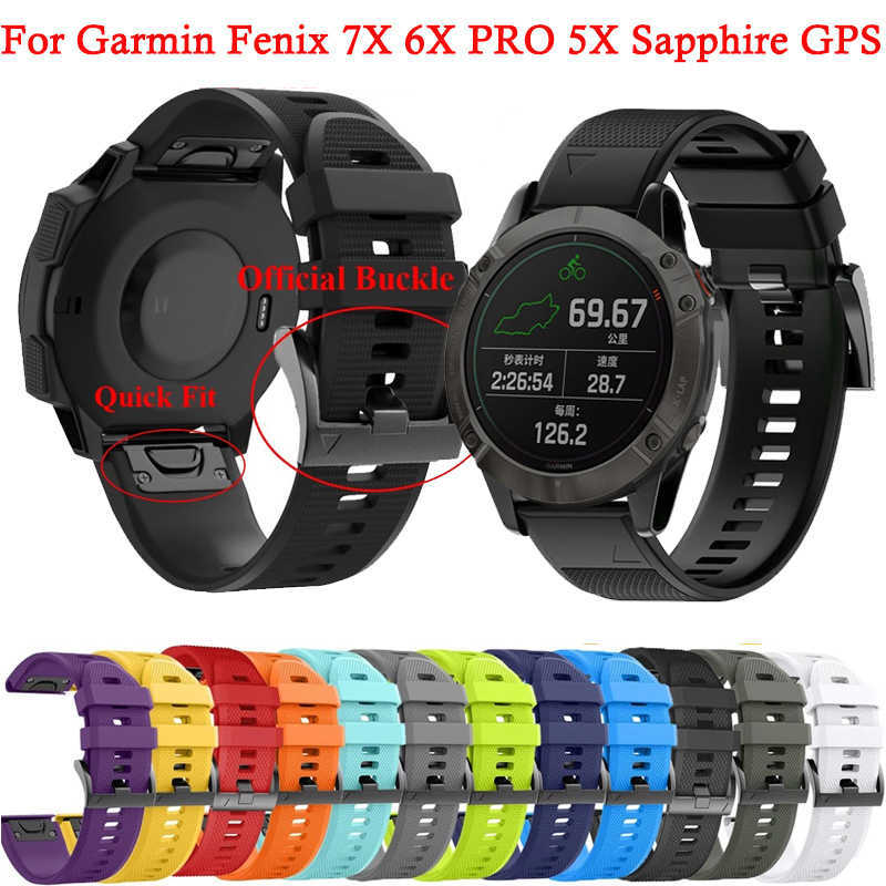 26mm Quick Release Silicone Watch bands For Garmin Fenix 7X 6X PRO 5X Sapphire GPS Easy Fit Smart Replacement Band-image-796574744
