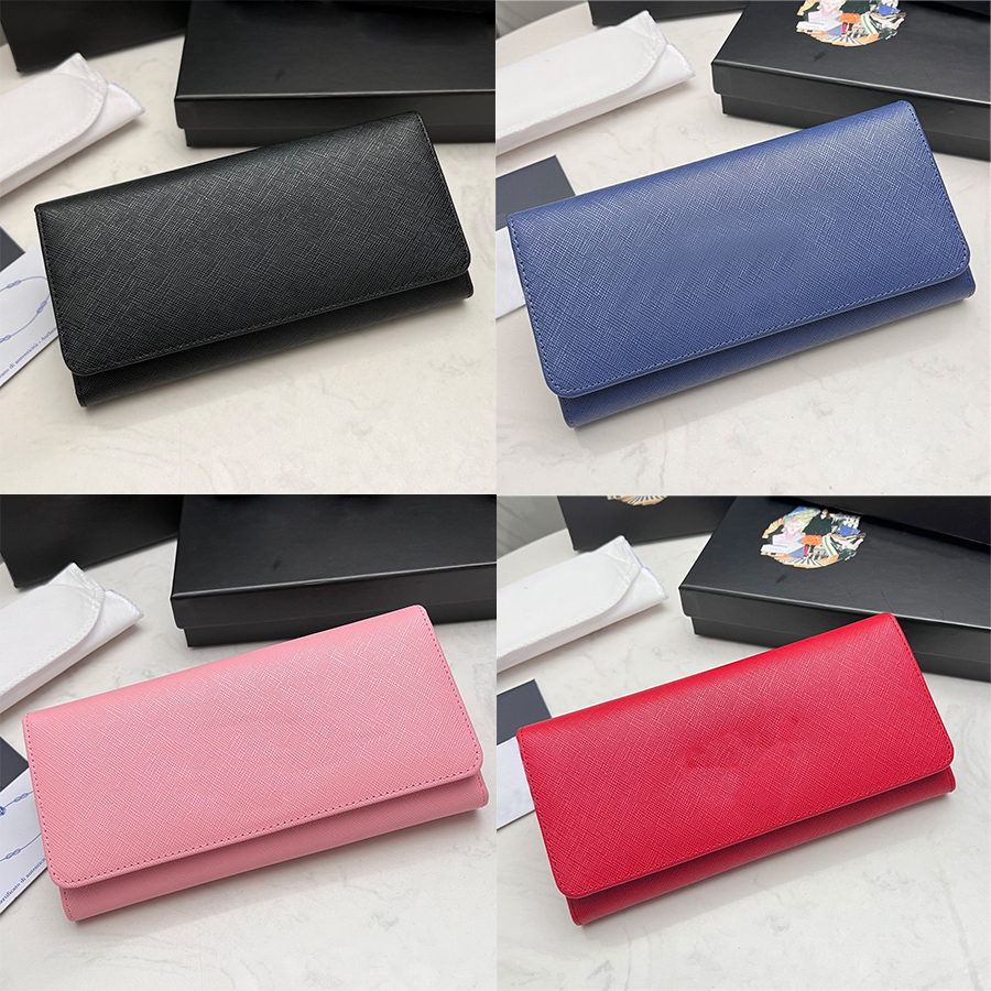 

Large Saffiano Leather Flap Wallet Double Snap Closure Designer Women Men Hardware Triangle Logo Purse Internal/external Coin Pocket With Zipper Wallets, 11