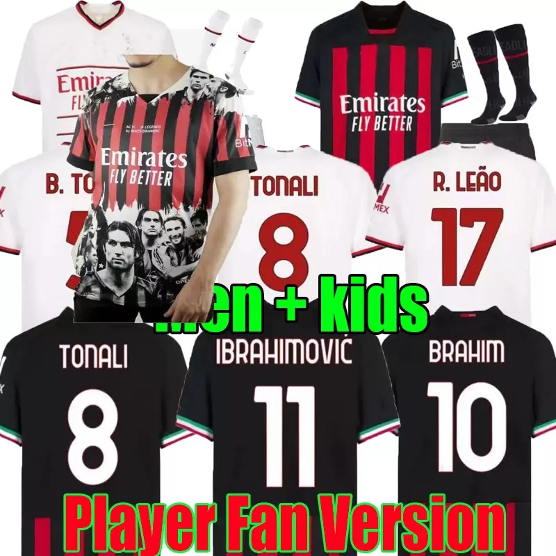 

s-4xl IBRAHIMOVIC 22 23 soccer jersey AC MILANS GIROUD R. LEAO BENNACER KESSIE ROMAGNOLI CALHANOGLU TONALI REBIC 2022 2023 away football shirt maillot n82w#, 22/23;player