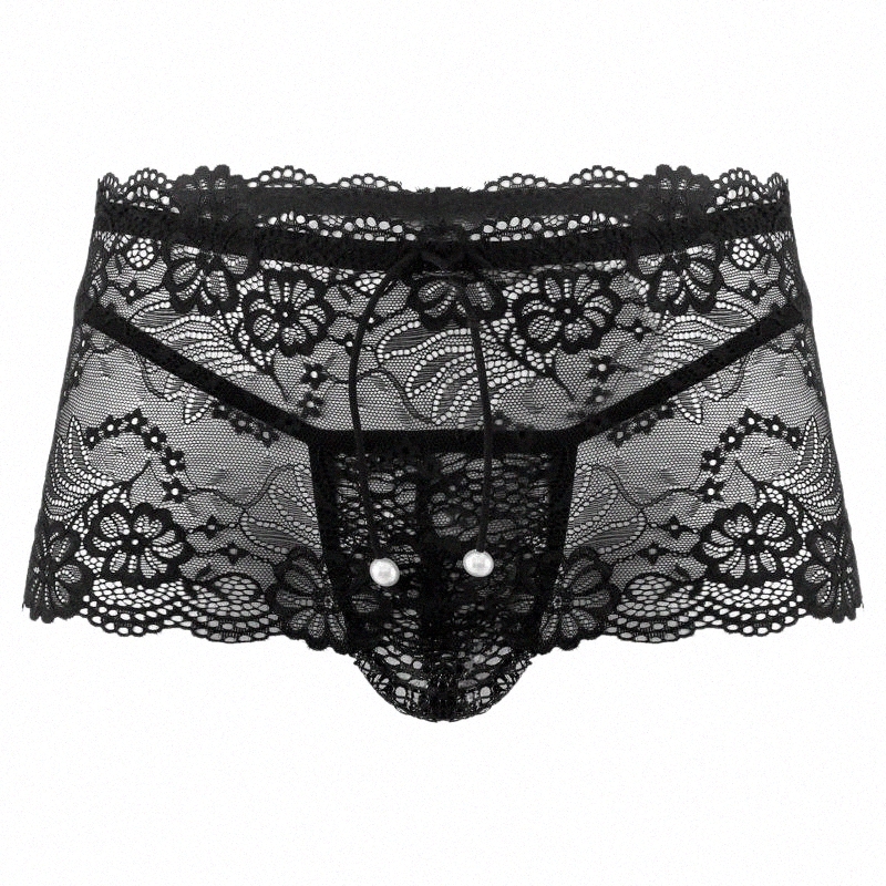 

Underpants underpants Sissy Gay Lingerie Man See-through Floral Lace Underwear Low Rise Mini Skirt With Hollow Out Bulge Pouch T-back G-string Thongs W3M3#, White