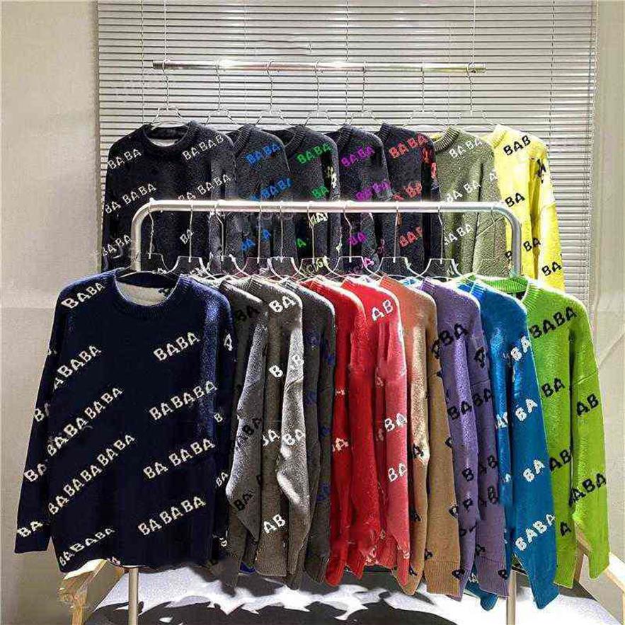

Fashion men wool knit sweater hoodies designer clothes round neck pullover Ba aga letter logo brand XXL unisex couple sweater dress 1251v