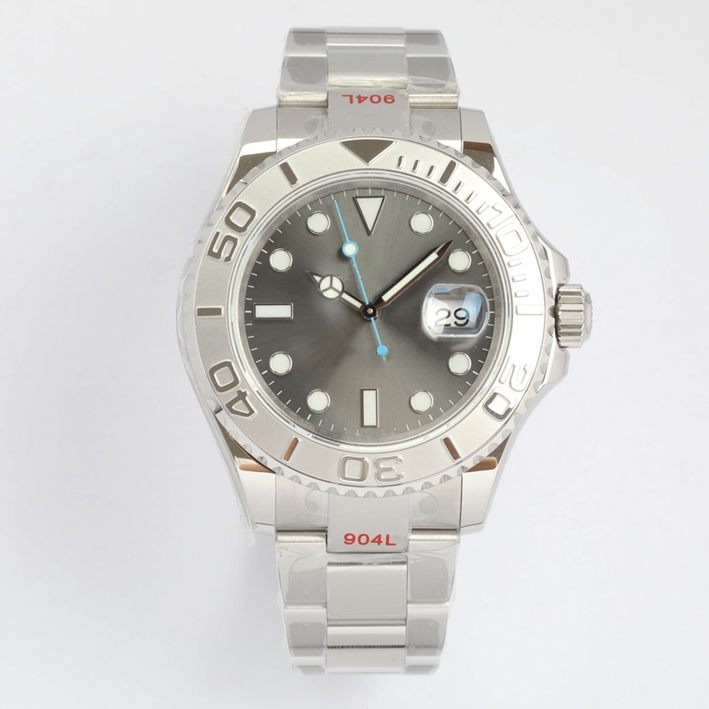 

High quality men's watch Dark rhodium white dial 40mm scratch resistant Blue Crystal magnifying calendar window luminous folding buckle automatic machine