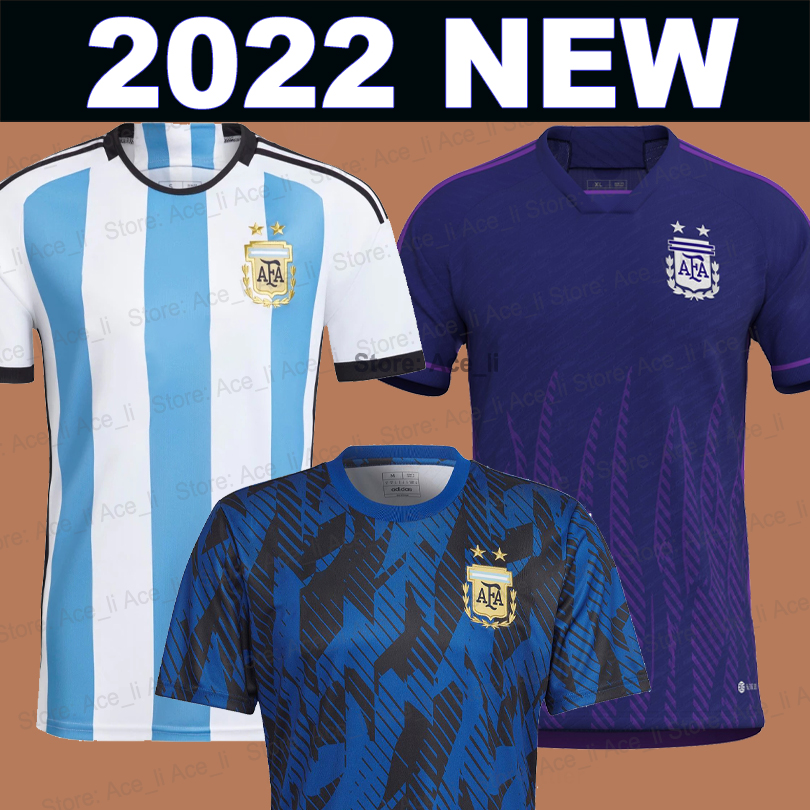 

2022 Argentina soccer Jersey fans player version woRLD CUp DYBALA AGUERO MARADONA DI MARIA MESSIs 22 23 Home away Pre-match 2023 Men Kids kit sets football shirt, 2022 away