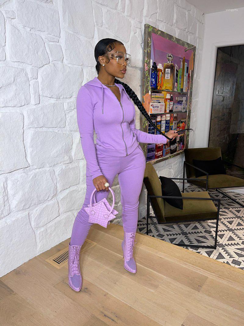 

Women' Tracksuits Solid Two Piece Set Women Casual Sportswear Fitness Zipper Long Sleeve Hooded Top Sweat Pants Slim Matching Jogger, Black set