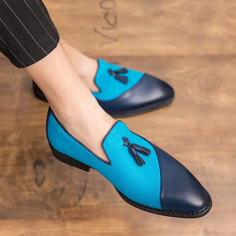 Mocassins en Fiber de Polyester pour hommes, chaussures classiques à pompon, simples, assorties avec tout, chaussures tendance quotidiennes, AD09